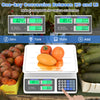 Commercial food scale with dual LCD displays, 66 lb capacity, stainless steel platform, ideal for farmers markets.