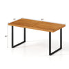 Rectangular acacia wood dining table for 6, featuring a sturdy metal frame and slatted surface, ideal for outdoor.