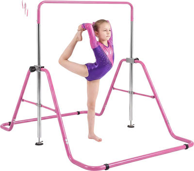 Costway Foldable Adjustable Kids Gymnastics Bar 143 lbs 5 Height Levels 43927432 New