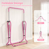 Adjustable pink kids gymnastics bar with foldable design, supporting up to 143 lbs for safe practice and easy storage.
