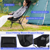 High back portable camping chair in black with breathable mesh fabric, built-in pillow, and side storage pocket for.