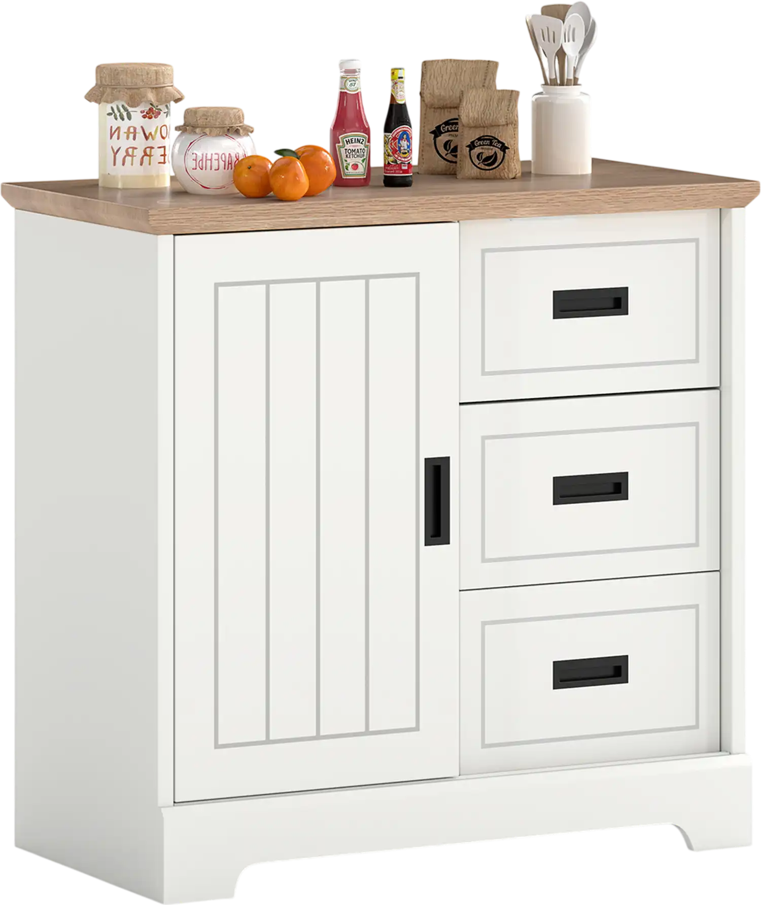 Costway Farmhouse Sideboard Buffet Cabinet w/ Sliding Doors 20634368 New