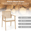 Acacia wood patio dining chair with removable padded cushion, sturdy design for backyard or porch relaxation.