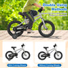 14-inch kids bike with high carbon steel frame, featuring removable training wheels for beginners and adjustable seat.