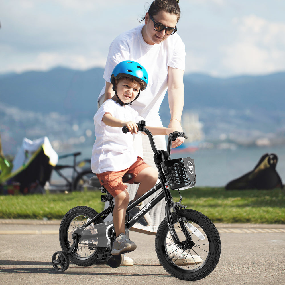 14 Inch Kids Bike with Basket and Training Wheels for Children Aged 4-5 Years Old - Gallery View 1 of 9