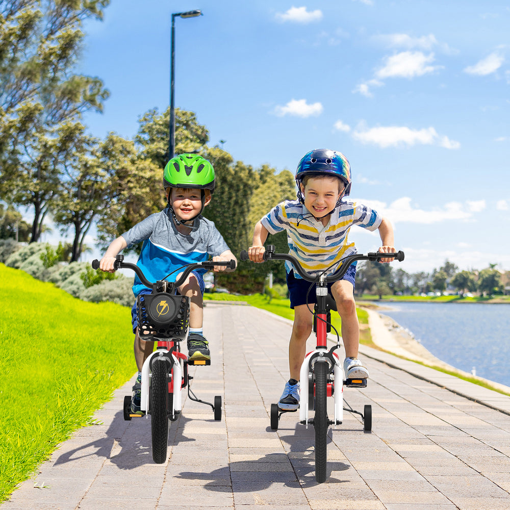 14 Inch Kids Bike with 2 Training Wheels for 3-5 Years Old-Red - Gallery View 1 of 8