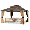 14 x 12 FT hardtop gazebo with waterproof roof and curtains, perfect for outdoor patio gatherings and protection.