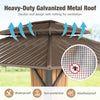 Heavy-duty galvanized metal roof gazebo with double roof design, waterproof and sun-protective for outdoor patio use.