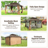 14 x 12 FT hardtop gazebo with breathable mesh netting and zippered curtains, ideal for outdoor patio protection.