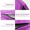 Foldable purple gymnastics tumbling mat with high-quality PU leather, EPE foam, and premium zipper for easy cleaning.