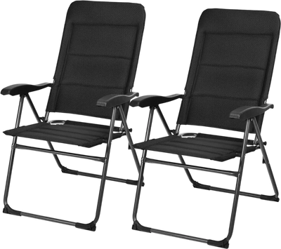 Costway 2-Piece Outdoor Folding Patio Chairs Adjustable Backrests 95623071 New