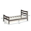 Twin size rustic style platform bed frame in dark brown, made of sturdy pine wood, featuring a headboard and footboard.