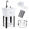 Freestanding 14.5 Gal utility sink with rotating faucet, adjustable legs, and bottom storage rack for laundry and.
