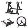 Portable folding steel bicycle indoor exercise training stand with dimensions, suitable for 26"-28" wheels, offers.