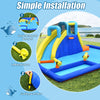 Inflatable water slide jumping house with water sprinkle function, durable oxford cloth, and easy inflation for summer.