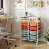 14-Drawer Rolling Storage Cart with Metal Tabletop and Pegboard-Macaron - Gallery View 1 of 10