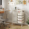 14-Drawer Rolling Storage Cart with Metal Tabletop and Pegboard-White - Gallery View 1 of 10
