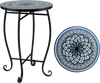 14" floral mosaic patio accent coffee end table featuring an elegant blooming lotus design, perfect for enhancing.