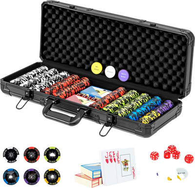 Costway Texas Holdem Poker Chip Set 500pc Claytec 14 Gram 56847213 New