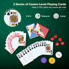 Two decks of durable, waterproof playing cards with poker chips, ideal for casino-level games and gatherings.