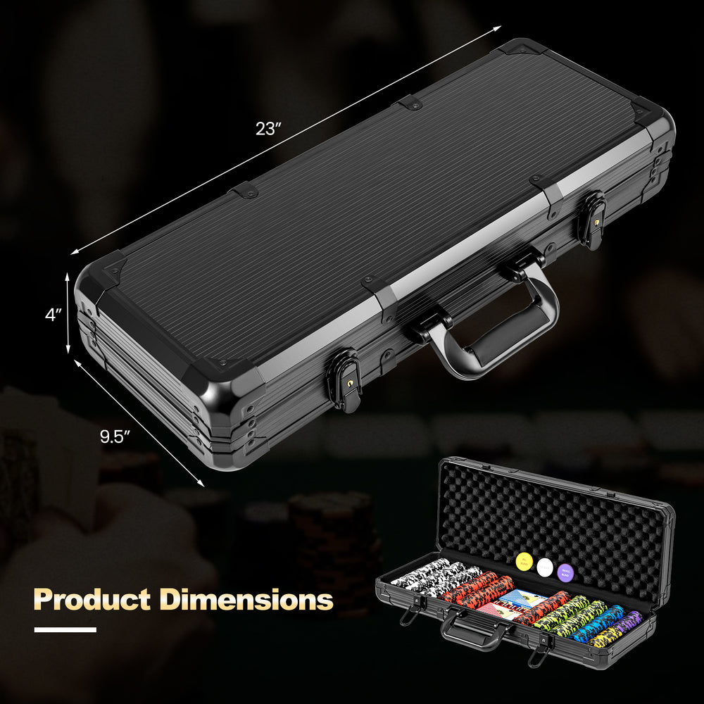 Texas Holdem poker chip set in a secure carrying case, featuring 14g chips and high-grade playing cards for authentic.