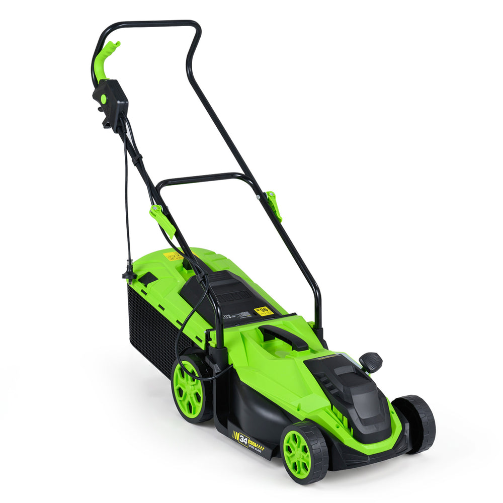 14-Inch 12-Amp Corded Electric Lawn Mower w/ 5-Position Height Adjustment-Green - Gallery View 1 of 10