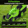 14-inch electric lawn mower featuring a 5-position cutting height adjustment for versatile grass length management.