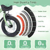 14-inch girls bike features high-quality 5-layered tires that are anti-slip, wear-resistant, and shock-absorbing for safety.