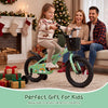 14-inch green girls bike with basket, adjustable seat, training wheels, and reflectors for kids aged 3-5 years.