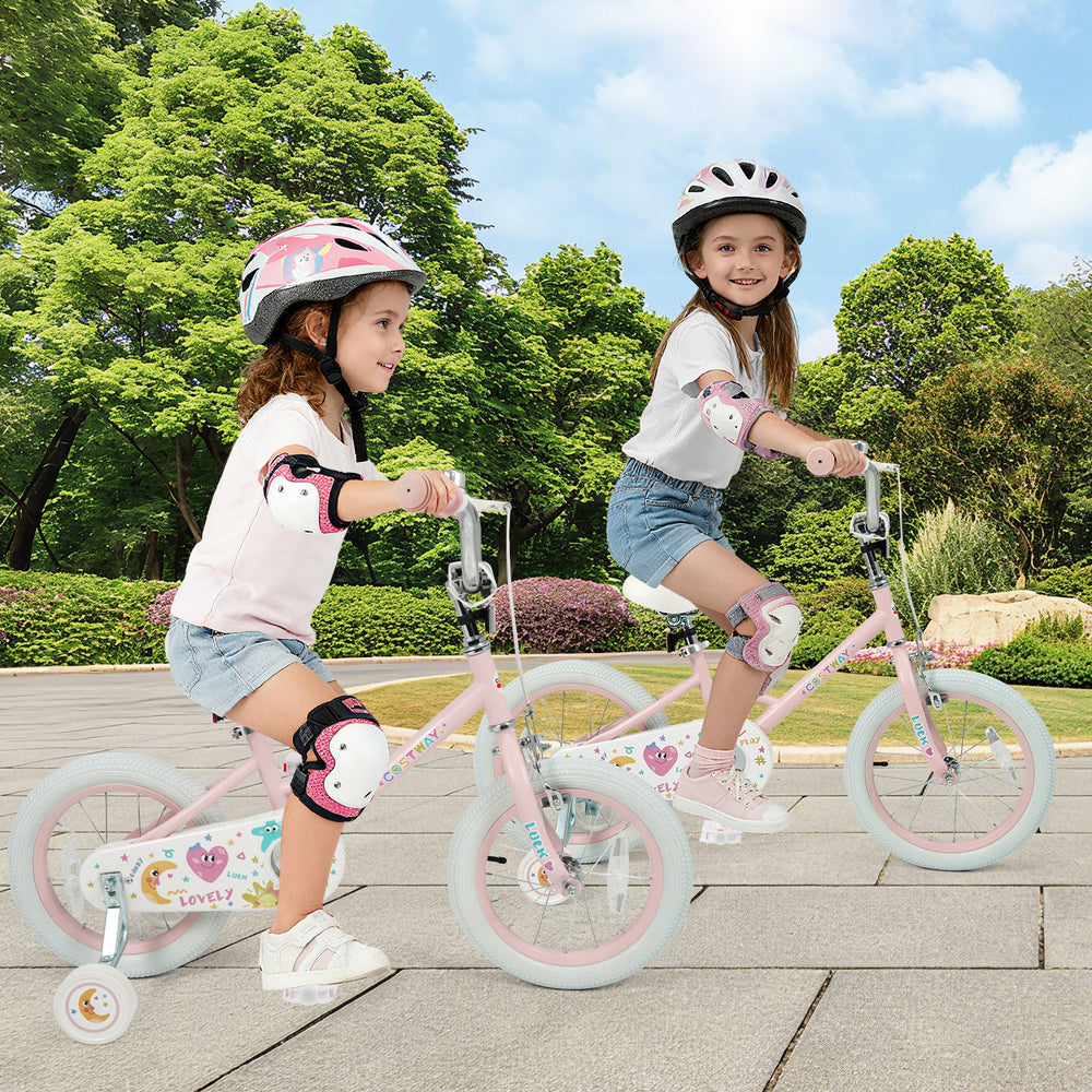 14 Inch Kids Bike Adjustable for 3-8 Years Old Children Pink - Stars & Moon - Gallery View 1 of 10