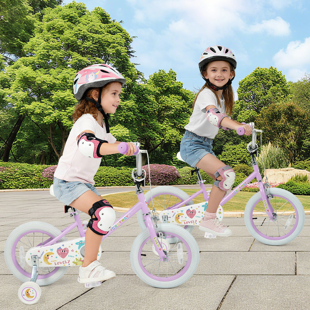 14 Inch Kids Bike Adjustable for 3-8 Years Old Children Purple - Stars & Moon - Gallery View 1 of 10