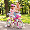 14-Inch Kids Bike Adjustable with Basket and Streamers Rose Red - Princess of the Sea Theme - Gallery View 1 of 10