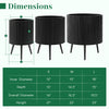 Fluted black metal plant pot with tapered legs, 14-inch diameter, ideal for indoor and outdoor gardening.