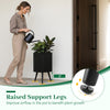 14-inch fluted metal plant pot with tapered legs and raised support for improved airflow, ideal for indoor and outdoor use.