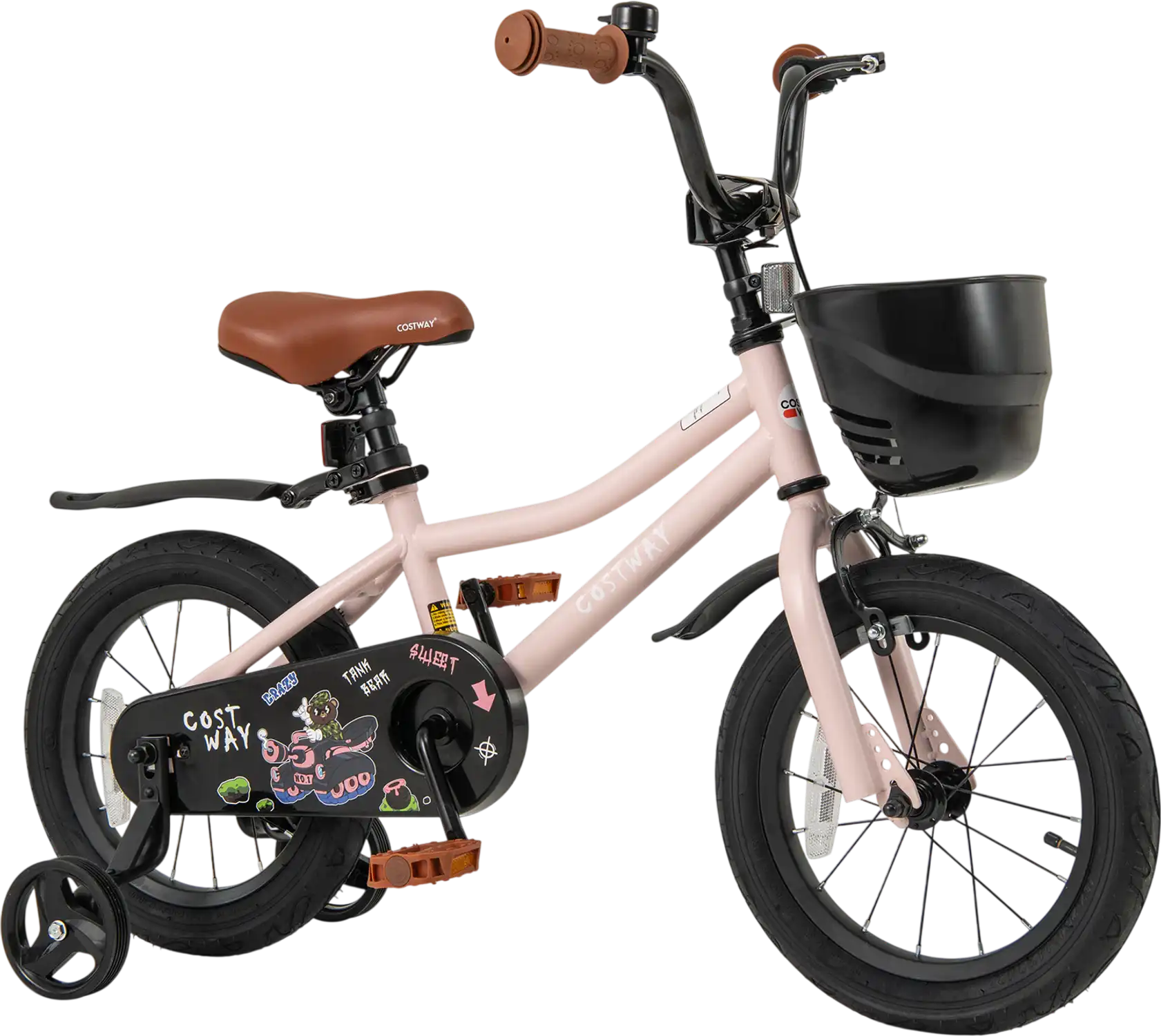 Costway Kids Bike w/ Basket Adjustable Handlebar 12/14/16/18