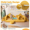 Modular kids play couch in yellow with child-safe design, high-density foam, and removable suede fabric for easy.