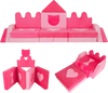 Modular 14-piece kids play couch in pink, featuring soft velvet for climbing and crawling, ideal for playrooms and.