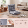 Light gray adjustable cushioned floor chair with thick padding, suitable for living room or bedroom seating.