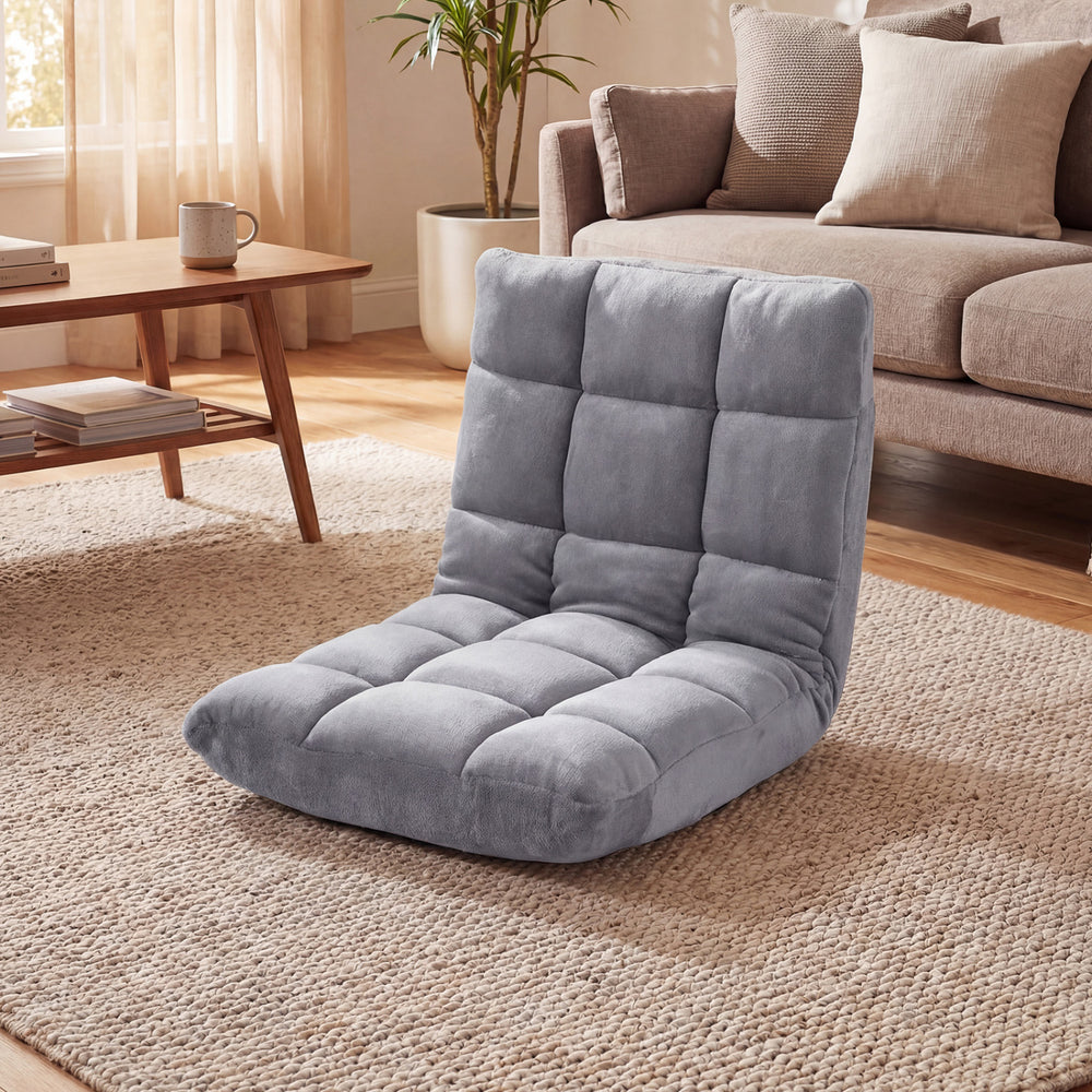 14-Position Adjustable Cushioned Floor Chair-Light Gray - Gallery View 1 of 10