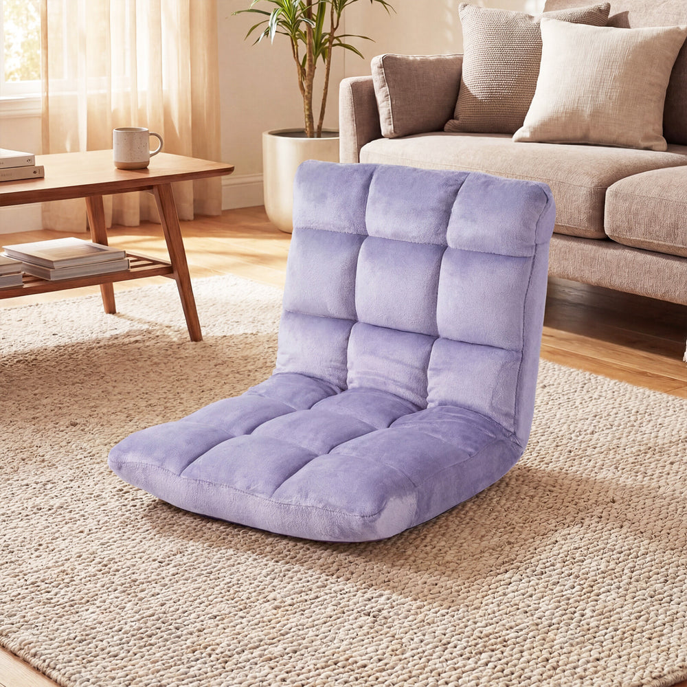 14-Position Adjustable Cushioned Floor Chair-Light Purple - Gallery View 1 of 10
