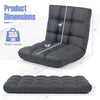 Adjustable gray floor chair with 14 positions, padded seat, and back support, ideal for comfortable seating.