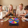 Colorful 14 slots spin wheel on a table, perfect for party games and classroom activities, with smooth rotation and.