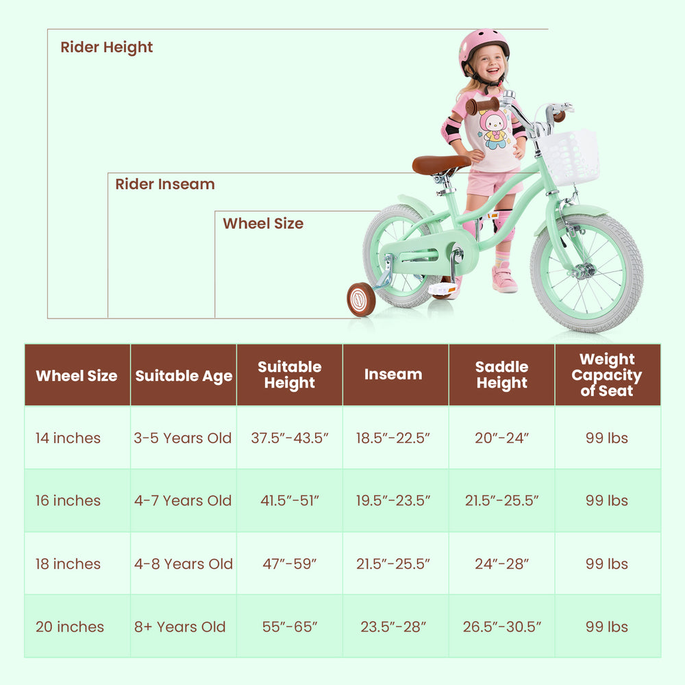 14-inch kids bike with adjustable seat, removable basket, and dual brakes for safe, comfortable riding for ages 3-8.