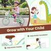 14-inch kids bike with adjustable seat and handlebar, featuring a removable basket and dual brake system for safety.