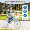 14-inch kids bike with adjustable seat, removable basket, and training wheels for ages 3-5, perfect for outdoor fun.