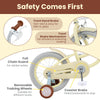 14-inch kids bike with removable training wheels, dual brake system, and adjustable seat for ages 3-8 years old.