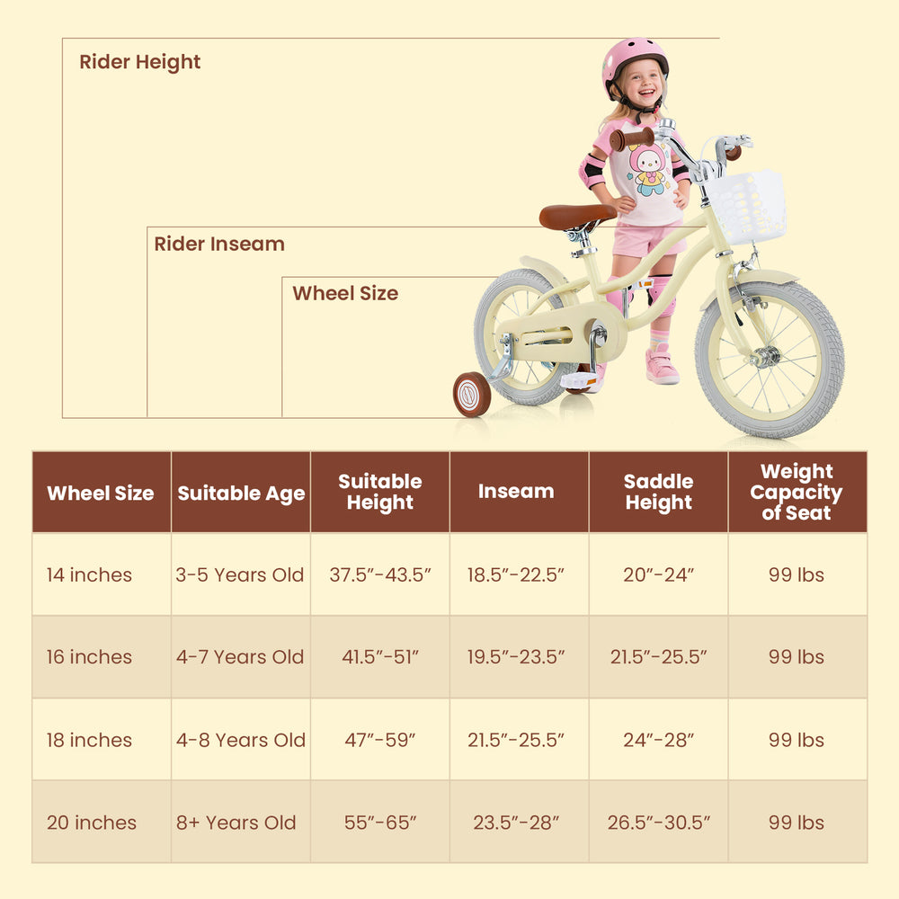 14-inch kids bike with adjustable seat, training wheels, and removable basket for ages 3-8 years, perfect for safe.