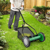 14-inch push lawn mower with 5 steel blades and grass catcher bag, ideal for efficient grass cutting in your garden.