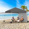 14 x 9.2 Feet Pop up Canopy Tent with 2 Convertible Sidewalls to Awning and Stakes-Gray - Gallery View 1 of 10