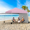 14 x 9.2 Feet Pop up Canopy Tent with 2 Convertible Sidewalls to Awning and Stakes-Pink - Gallery View 1 of 10